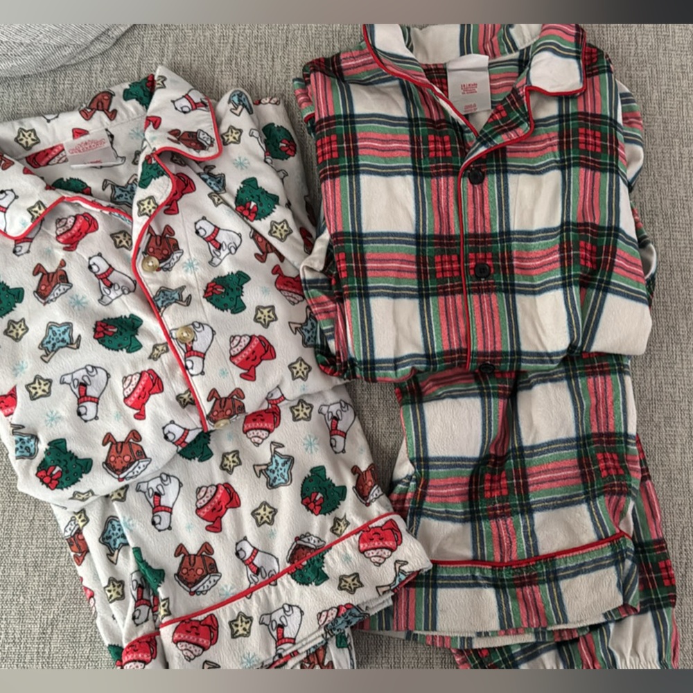 Festive Plaid and Holiday Print Kids Pajamas